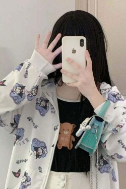 Y2K Grunge Kuromi Hoodie - Retro 90s Fashion, Pastel Goth, Y2K Summer Outfits, Sanrioc