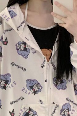 Y2K Grunge Kuromi Hoodie - Retro 90s Fashion, Pastel Goth, Y2K Summer Outfits, Sanrioc