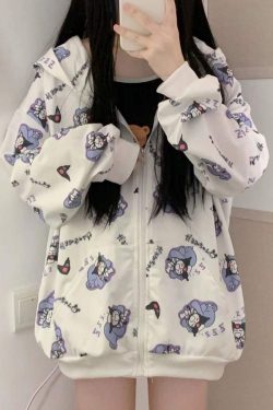 Y2K Grunge Kuromi Hoodie - Retro 90s Fashion, Pastel Goth, Y2K Summer Outfits, Sanrioc