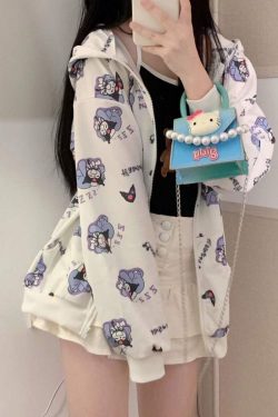 Y2K Grunge Kuromi Hoodie - Retro 90s Fashion, Pastel Goth, Y2K Summer Outfits, Sanrioc