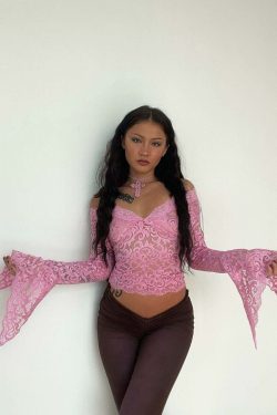 Y2K Grunge Lace Top - Retro 90s Fashion, Gothic Y2K, Summer Party Outfit