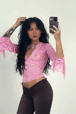 Y2K Grunge Lace Top - Retro 90s Fashion, Gothic Y2K, Summer Party Outfit