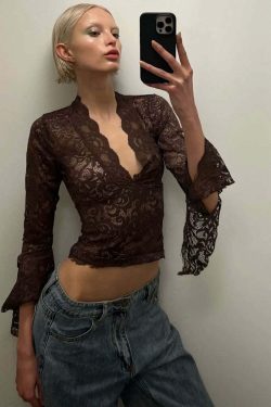 Y2K Grunge Lace Top - Retro 90s Fashion, Gothic Y2K, Summer Party Outfit