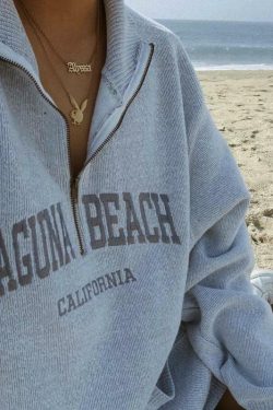Y2K Grunge Laguna Beach Sweater - Retro 90s Fashion, Summer Y2K Outfits, Pastel Goth Style