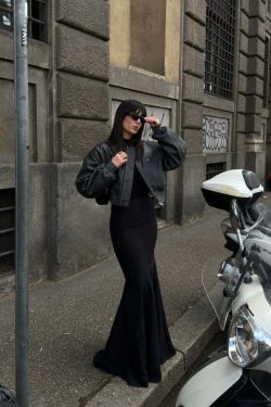 Y2K Grunge Leather Bomber Jacket - Retro 90s Fashion, Summer Outfits, and Clubwear