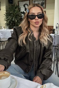 Y2K Grunge Leather Crop Jacket - Retro 90s Fashion, Y2K Summer Outfits, Gothic Y2K Style