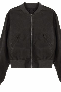 Y2K Grunge Leather Crop Jacket - Retro 90s Fashion, Y2K Summer Outfits, Gothic Y2K Style