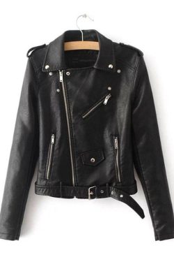 Y2K Grunge Leather Jacket - 90s Fashion, Retro Style, Y2K Summer Outfits, Gothic Y2K Vibes