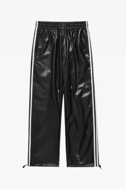 Y2K Grunge Leather Jogger Pants - Retro 90s Hip Hop Fashion for Summer Outfits and Parties
