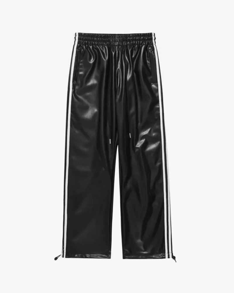 Y2K Grunge Leather Jogger Pants - Retro 90s Hip Hop Fashion for Summer Outfits and Parties