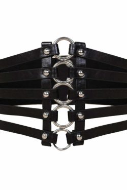 Y2K Grunge Leather Straps Wide Waist Belt - Retro 90s Fashion, Gothic Y2K, Pastel Goth