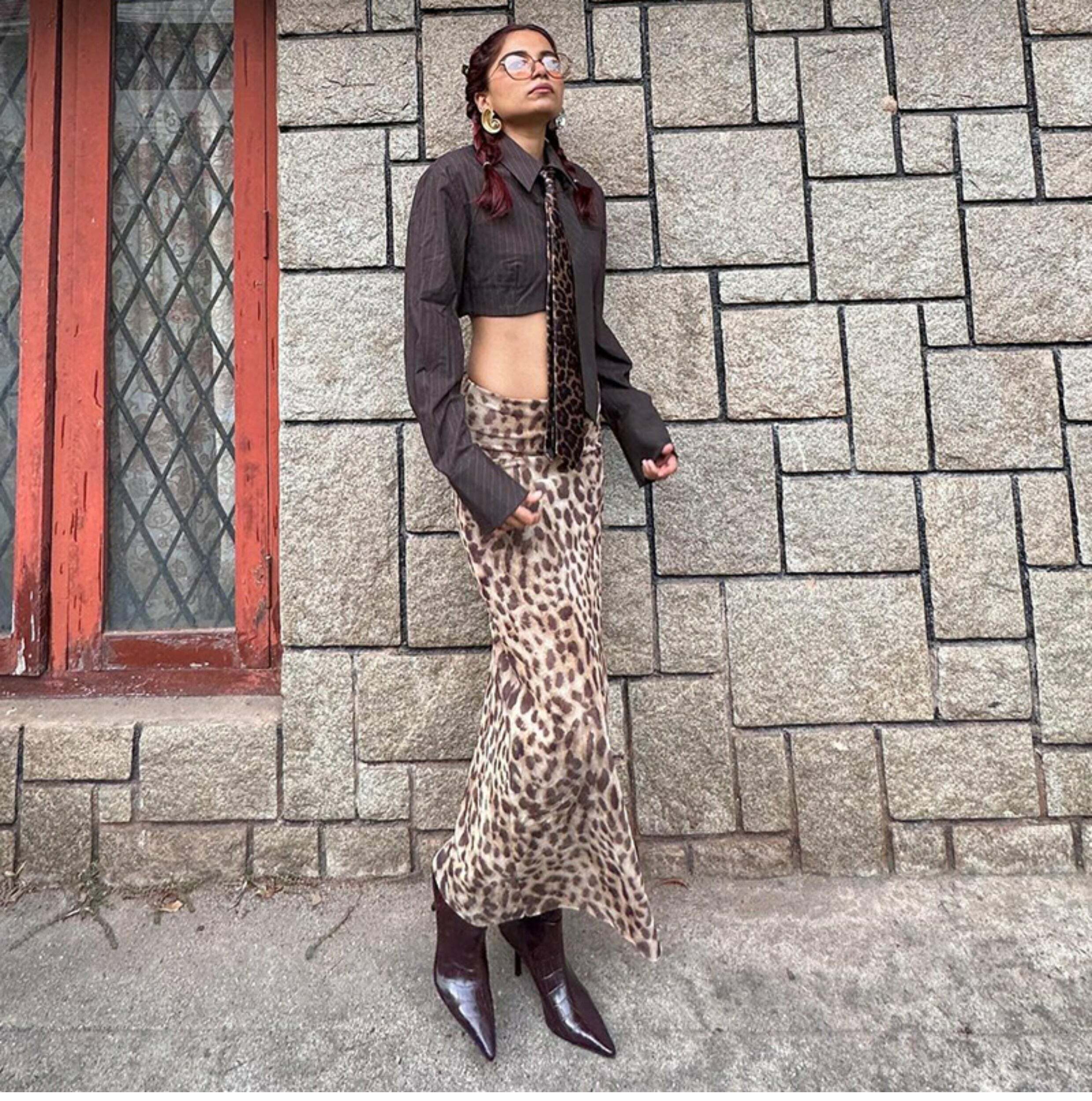 Y2K Grunge Leopard Mesh Maxi Skirt - Retro 90s Summer Outfit, Gothic Y2K Fashion