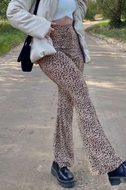 Y2K Grunge Leopard Pants - Retro 90s Summer Outfit, Perfect for Y2K Party & Club Nights