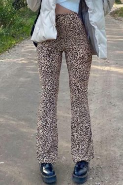 Y2K Grunge Leopard Pants - Retro 90s Summer Outfit, Perfect for Y2K Party & Club Nights