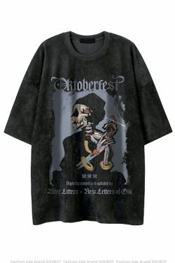 Y2K Grunge Letter Print Cotton T-Shirt - Retro 90s Summer Outfit, Pastel Goth, Y2K Fashion