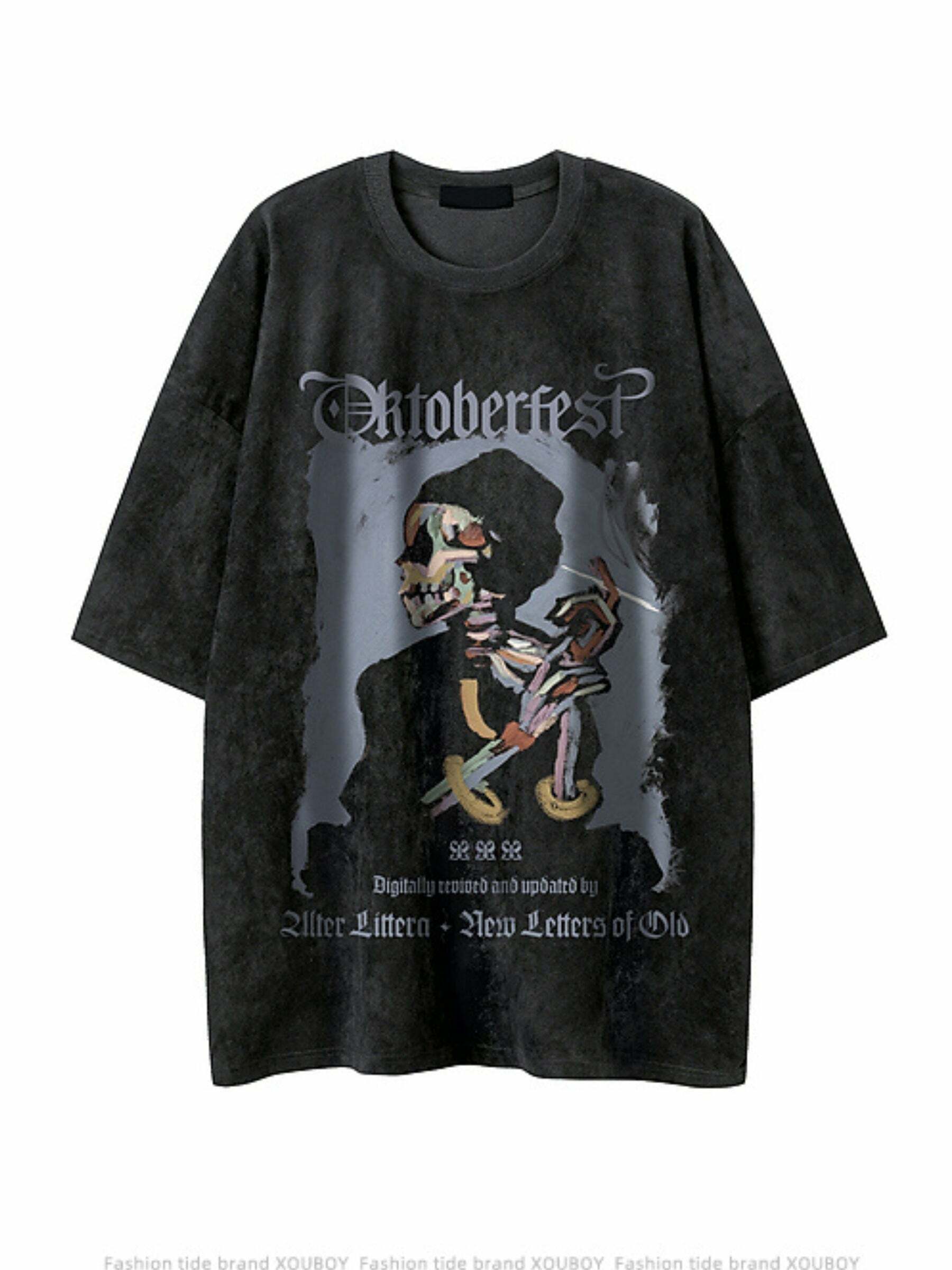 Y2K Grunge Letter Print Cotton T-Shirt - Retro 90s Summer Outfit, Pastel Goth, Y2K Fashion