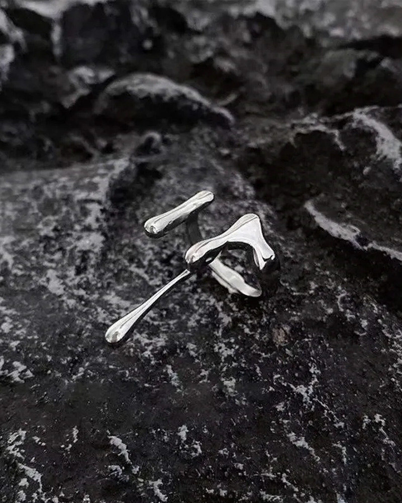 Y2K Grunge Liquid Metal Ring - Retro 90s Fashion, Gothic Y2K, Pastel Goth, Y2K Party Accessory