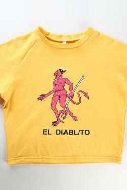 Y2K Grunge Little Devil Crop Top - 90s Fashion, Retro Style, Y2K Summer & Party Outfits