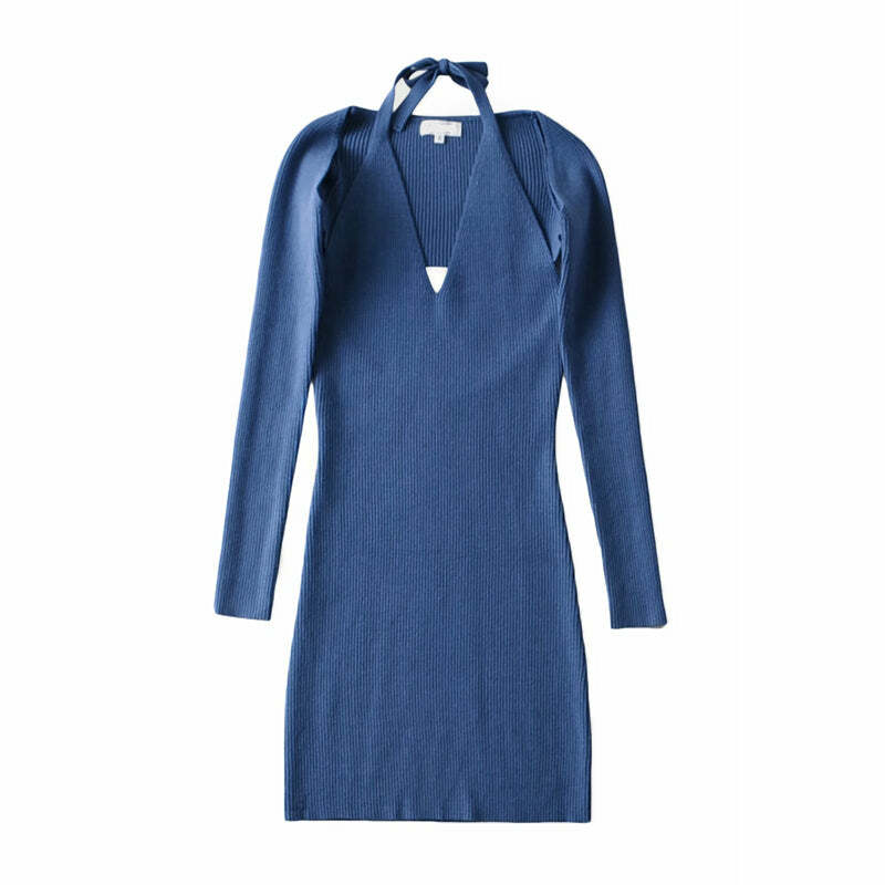 Y2K Grunge Long-Sleeved Mini Dress - Retro 90s Fashion, Summer Party & Club Outfits