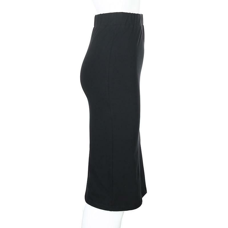 Y2K Grunge Long Black Pencil Skirt - Retro 90s Fashion, Summer Y2K Outfits, Gothic Y2K Style