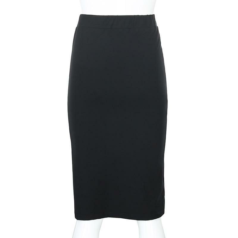 Y2K Grunge Long Black Pencil Skirt - Retro 90s Fashion, Summer Y2K Outfits, Gothic Y2K Style