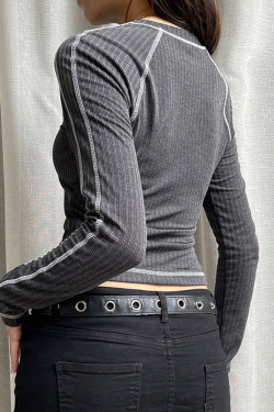 Y2K Grunge Long Sleeve Cropped Black Top - Retro 90s Fashion, Summer Y2K Outfits