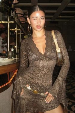 Y2K Grunge Long Sleeve Lace Dress - Retro 90s Fashion, Summer Party, Gothic Y2K Style