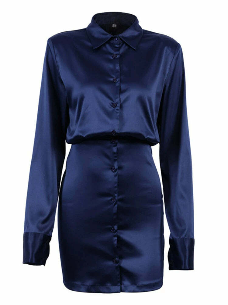 Y2K Grunge Long Sleeve Shirt Dress - Retro 90s Fashion, Summer Outfits, and Party Looks