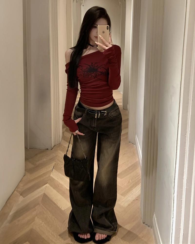 Y2K Grunge Long Sleeve Top - 90s Fashion, Retro Style, Summer Outfits, Y2K Club & Party Wear