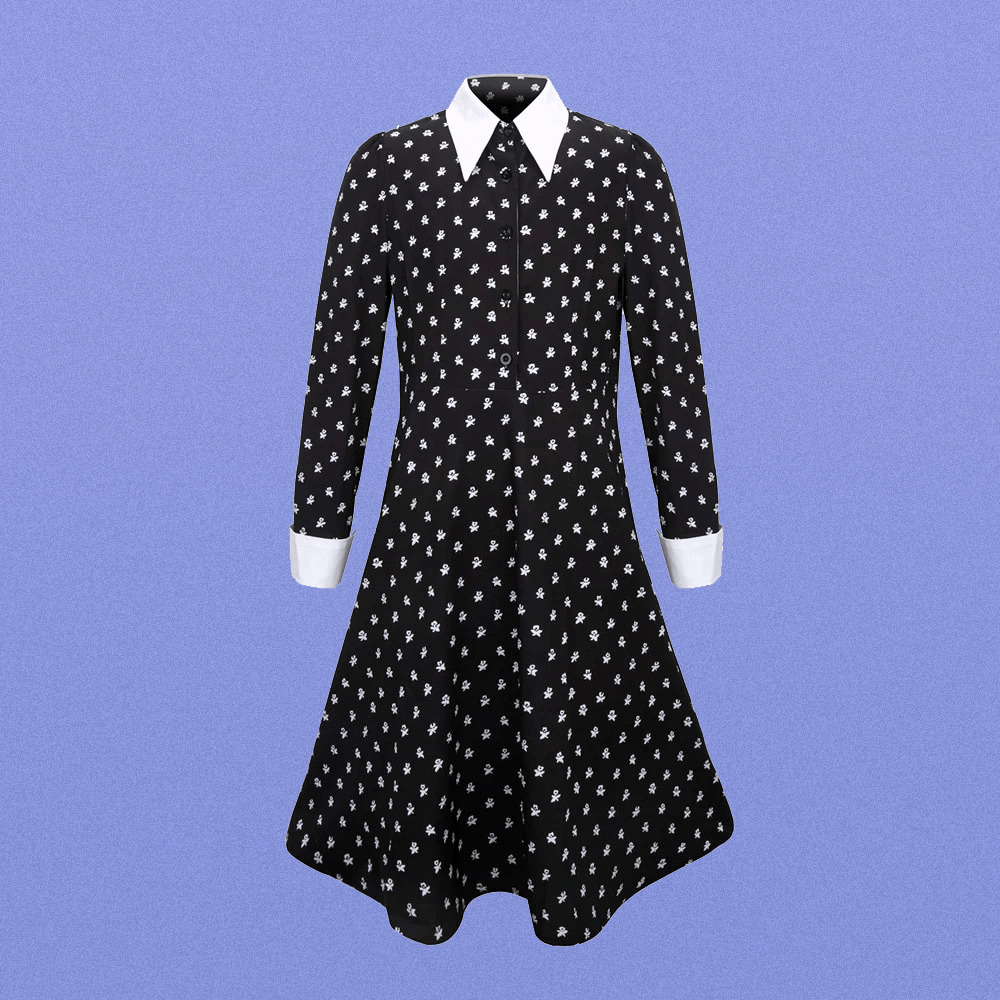 Y2K Grunge Long Sleeve Wednesday Cosplay Dress - Retro 90s Goth Fashion Outfit