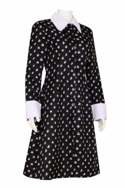 Y2K Grunge Long Sleeve Wednesday Cosplay Dress - Retro 90s Goth Fashion Outfit