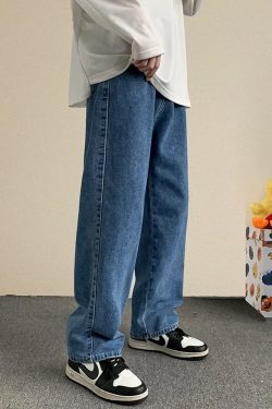 Y2K Grunge Loose Blue Jeans - Retro 90s Fashion, Summer Outfits, and Hip Hop Style