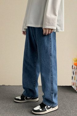 Y2K Grunge Loose Blue Jeans - Retro 90s Fashion, Summer Outfits, and Hip Hop Style