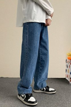 Y2K Grunge Loose Blue Jeans - Retro 90s Fashion, Summer Outfits, and Hip Hop Style