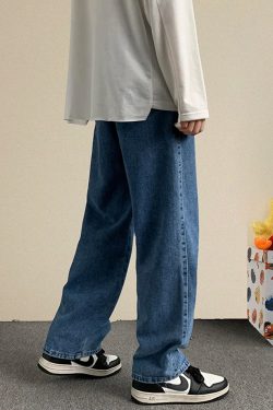 Y2K Grunge Loose Blue Jeans - Retro 90s Fashion, Summer Outfits, and Hip Hop Style
