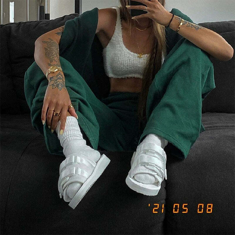 Y2K Grunge Loose Sweatpants - Retro 90s Fashion, Summer Y2K Outfits, Gothic Y2K Style
