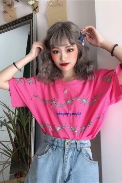 Y2K Grunge Loose T-Shirt - Retro 90s Fashion, Summer Y2K Outfits, Gothic Y2K Style