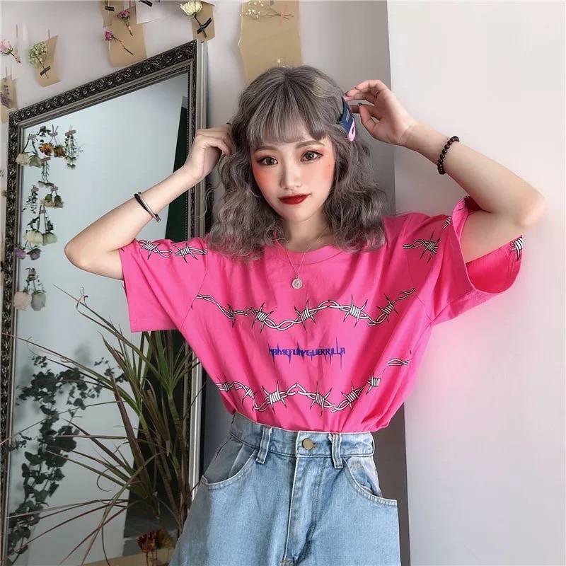 Y2K Grunge Loose T-Shirt - Retro 90s Fashion, Summer Y2K Outfits, Gothic Y2K Style