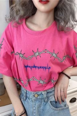 Y2K Grunge Loose T-Shirt - Retro 90s Fashion, Summer Y2K Outfits, Gothic Y2K Style