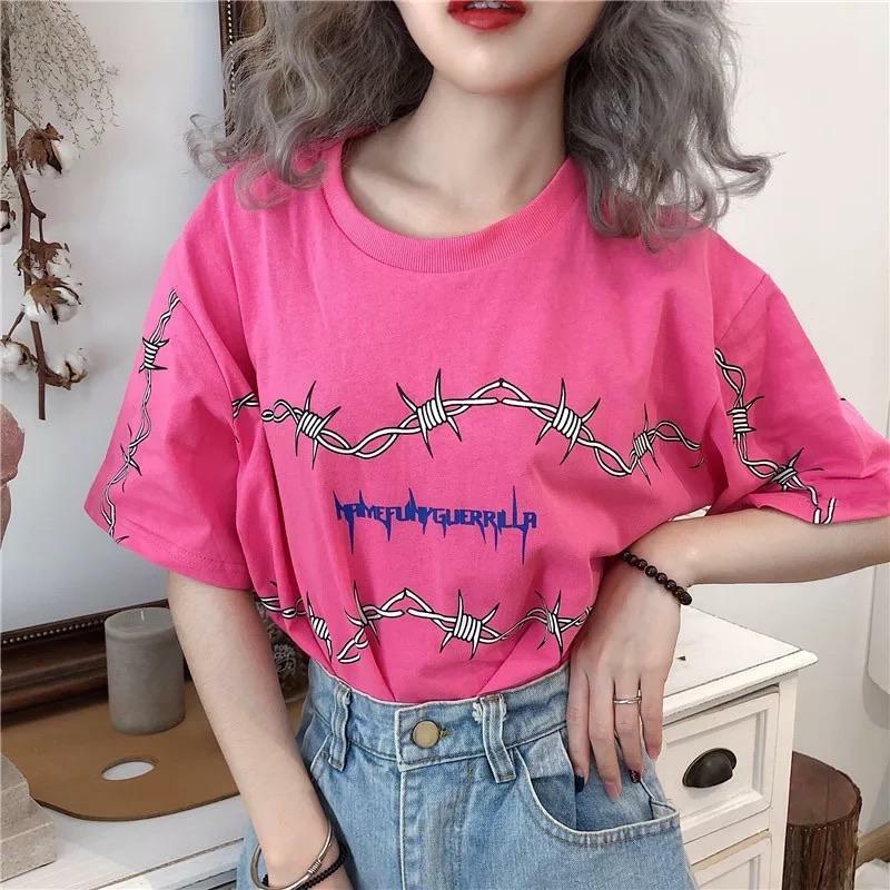 Y2K Grunge Loose T-Shirt - Retro 90s Fashion, Summer Y2K Outfits, Gothic Y2K Style