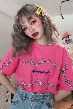 Y2K Grunge Loose T-Shirt - Retro 90s Fashion, Summer Y2K Outfits, Gothic Y2K Style