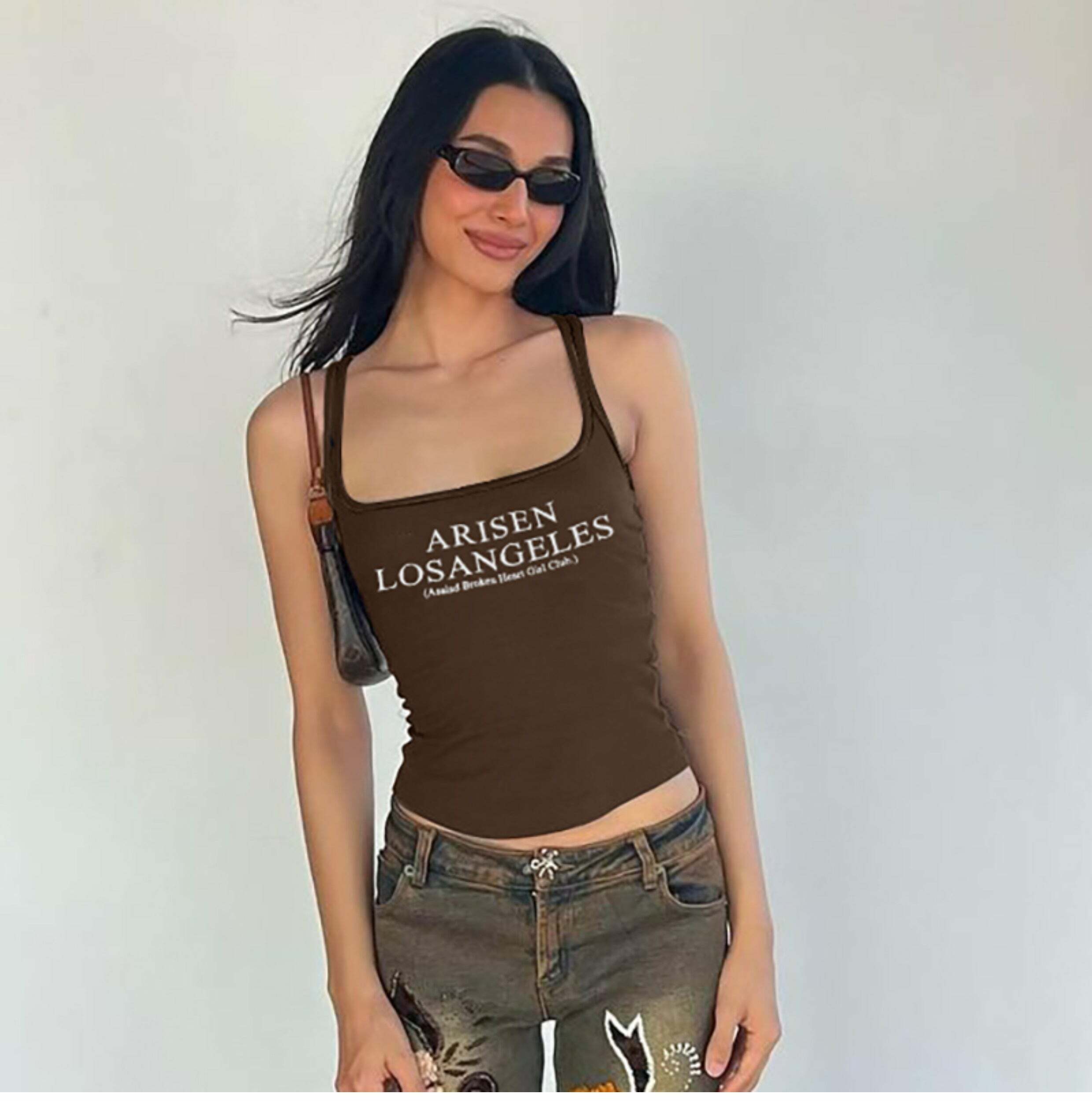 Y2K Grunge Los Angeles Letter Print Tank Top - Retro 90s Summer Outfit for Women