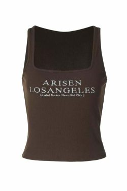 Y2K Grunge Los Angeles Letter Print Tank Top - Retro 90s Summer Outfit for Women