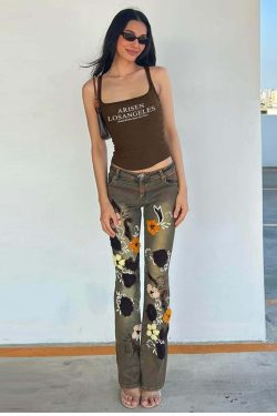 Y2K Grunge Los Angeles Letter Print Tank Top - Retro 90s Summer Outfit for Women