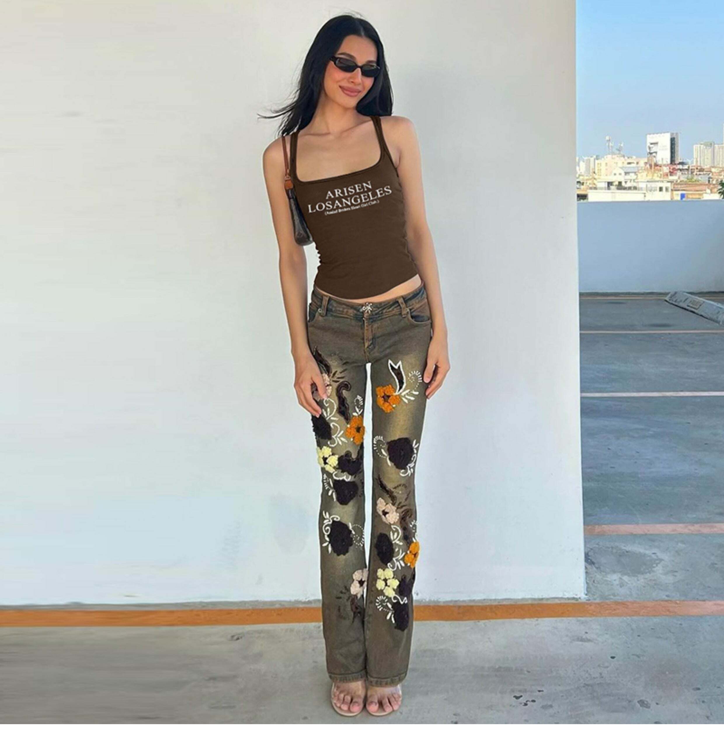 Y2K Grunge Los Angeles Letter Print Tank Top - Retro 90s Summer Outfit for Women