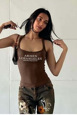 Y2K Grunge Los Angeles Letter Print Tank Top - Retro 90s Summer Outfit for Women
