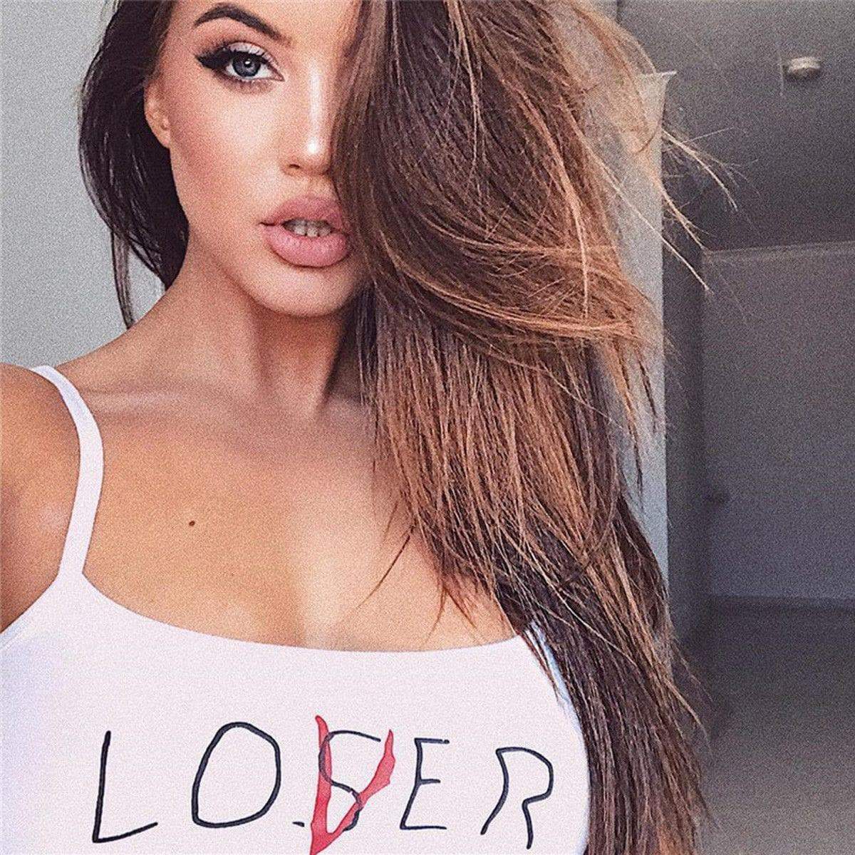 Y2K Grunge Loser Lover Crop Top - 90s Fashion, Retro Style, Summer Y2K Outfits, Baby Tees Y
