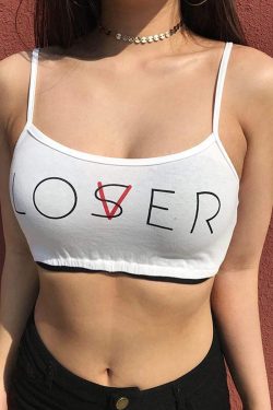 Y2K Grunge Loser Lover Crop Top - 90s Fashion, Retro Style, Summer Y2K Outfits, Baby Tees Y