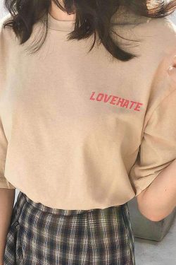 Y2K Grunge Love Hate Shirt - Retro 90s Fashion, Summer Outfits, and Pastel Goth Style