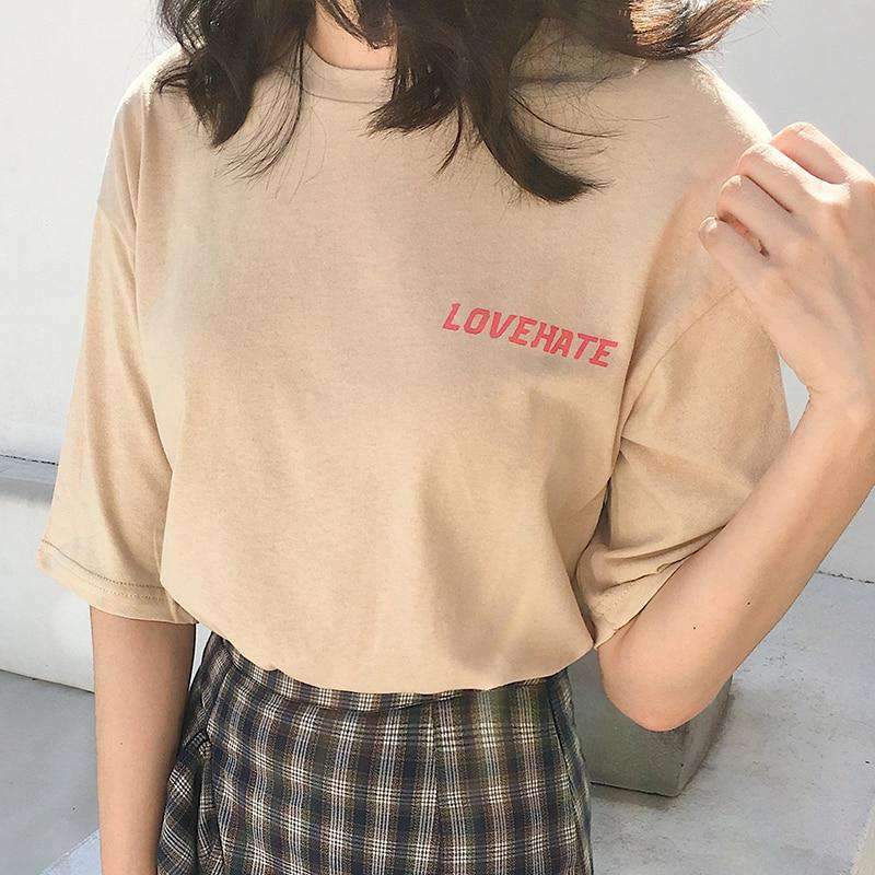 Y2K Grunge Love Hate Shirt - Retro 90s Fashion, Summer Outfits, and Pastel Goth Style